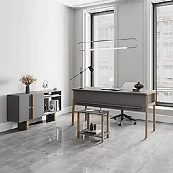Lagomood Zenith Ofis Takımı Antrasit Ceviz Ahşap Malzeme ile 150 cm Genişlikte Modern Tasarım - Antrasit - Ceviz