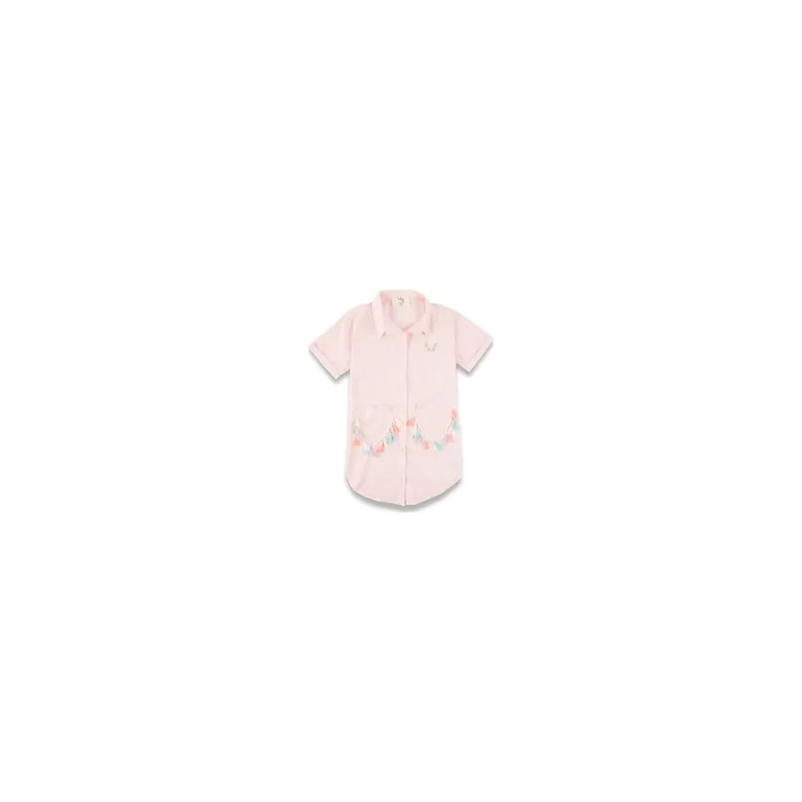 Lally Things Kız Çocuk Kız Bebek Pembe Gömlek Elbise - Çocuk Günlük Elbise (Pembe, 2-4 Yaş)