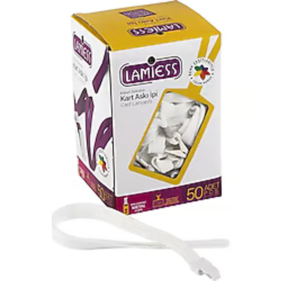 Lamiess Kart Askı İpi Plastik Kancalı Beyaz 50'Li