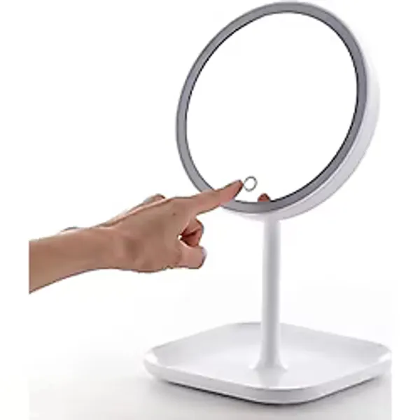 LAND OF MYTH - 1X+5X ZOOM 23 LED Işıklı Makyaj Aynası, 360° Döner, Dokunmatik Sensörlü, Kablolu - Kablosuz Kullanım