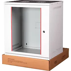 Lande - 12u 19" Cam Kapaklı Duvar Tipi Rack Kabinet Genişlik: 544 Mm Derinlik: 400 Mm Açık Gri Demonte