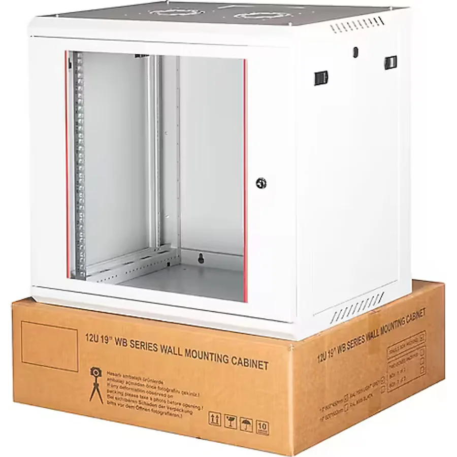 Lande - 12u 19" Duvar Tipi Rack Kabinet Genişlik: 600 Mm Derinlik: 450 Mm Açık Gri Demonte