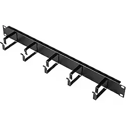 Lande 19" 1U Metal Kablo Düzenleyici (5 Kancalı) - Siyah