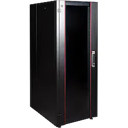 Lande 32U 600x800 Hyperline Dikili Tip Rack Kabinet (Siyah) (Ön Cam Kapak / Tekerlekli)