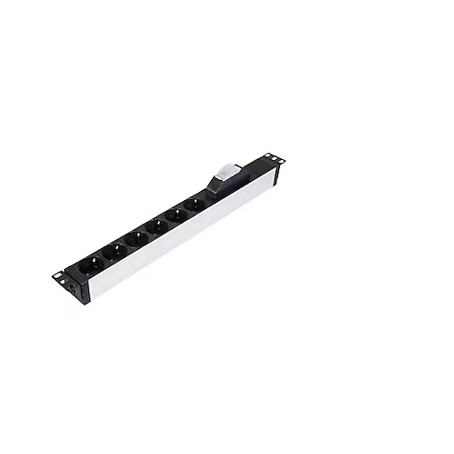 LANDE LN-PRZ-SGT-1U6P-SC 1U 19 INCH 6-(DIN49440) PRIZ C/W TEK SIGORTALI - KABLOLU (ALUMINYUM)
