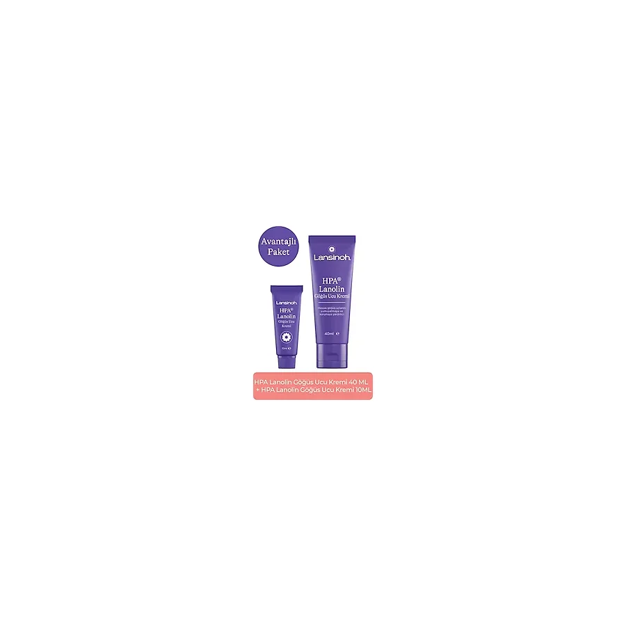 Lansinoh HPA Lanolin Göğüs Ucu Kremi 40 ml + 10 ml Set Doğal İçerik ile Hassas Göğüs Uçları Koruma
