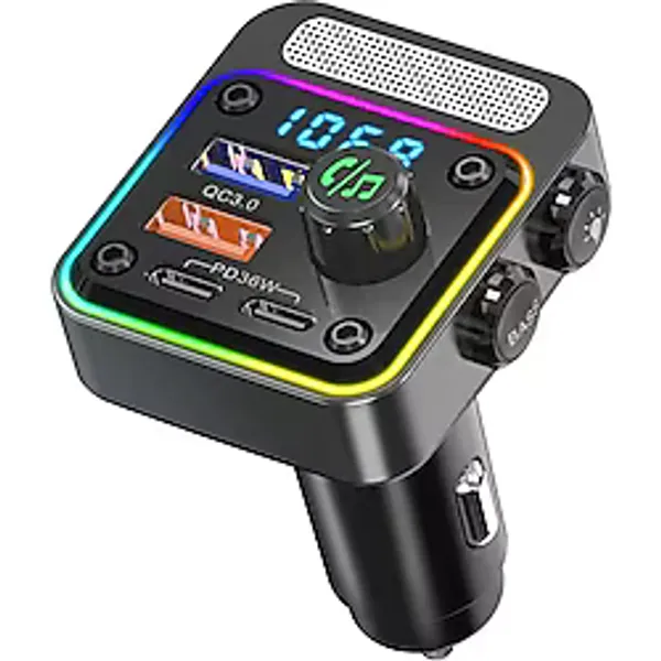 Lapas FMT-01 36W Hızlı Şarj Destekli Dijital Göstergeli Bluetooth FM Transmitter - Siyah