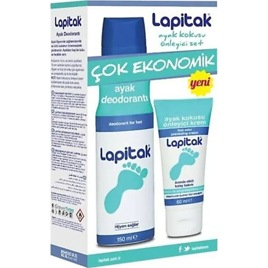 Lapitak Ayak Kokusu Önleyici Krem 60 ml Ayak Deodorantı 150 ml