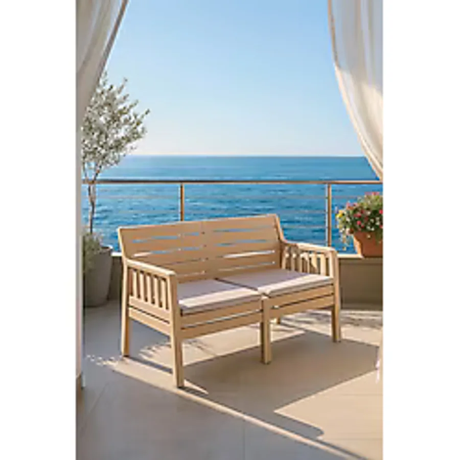 Lara Minderli İkili Bahçe Balkon Teras Koltuğu - Cappucino
