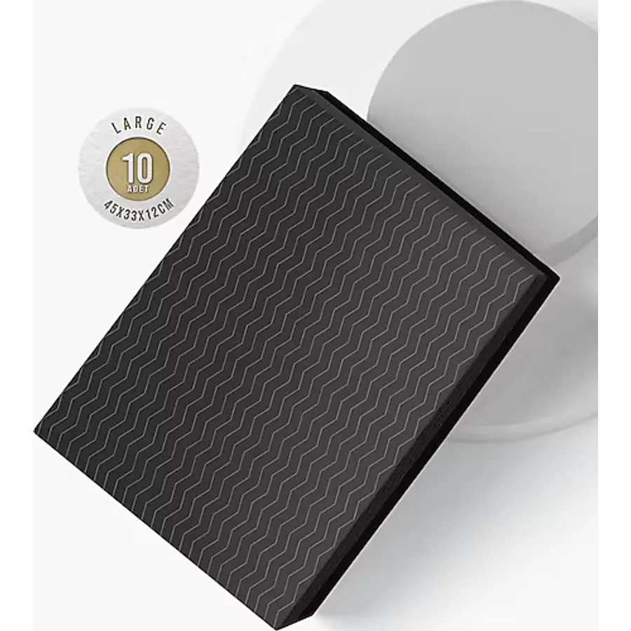 Large 10'lu 5,9 Desi 45x33x12cm Klasik Seri Hediye Kutusu - Siyah