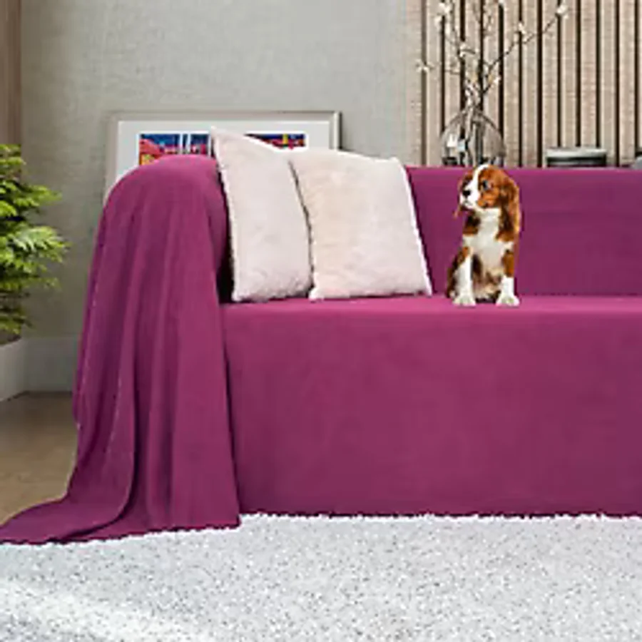 Latuda Concept Koltuk Örtüsü Çekyat Örtüsü Koltuk Şalı 175x300 Mikrofiber Şönil Çift Taraflı Kaymaz Mürdüm