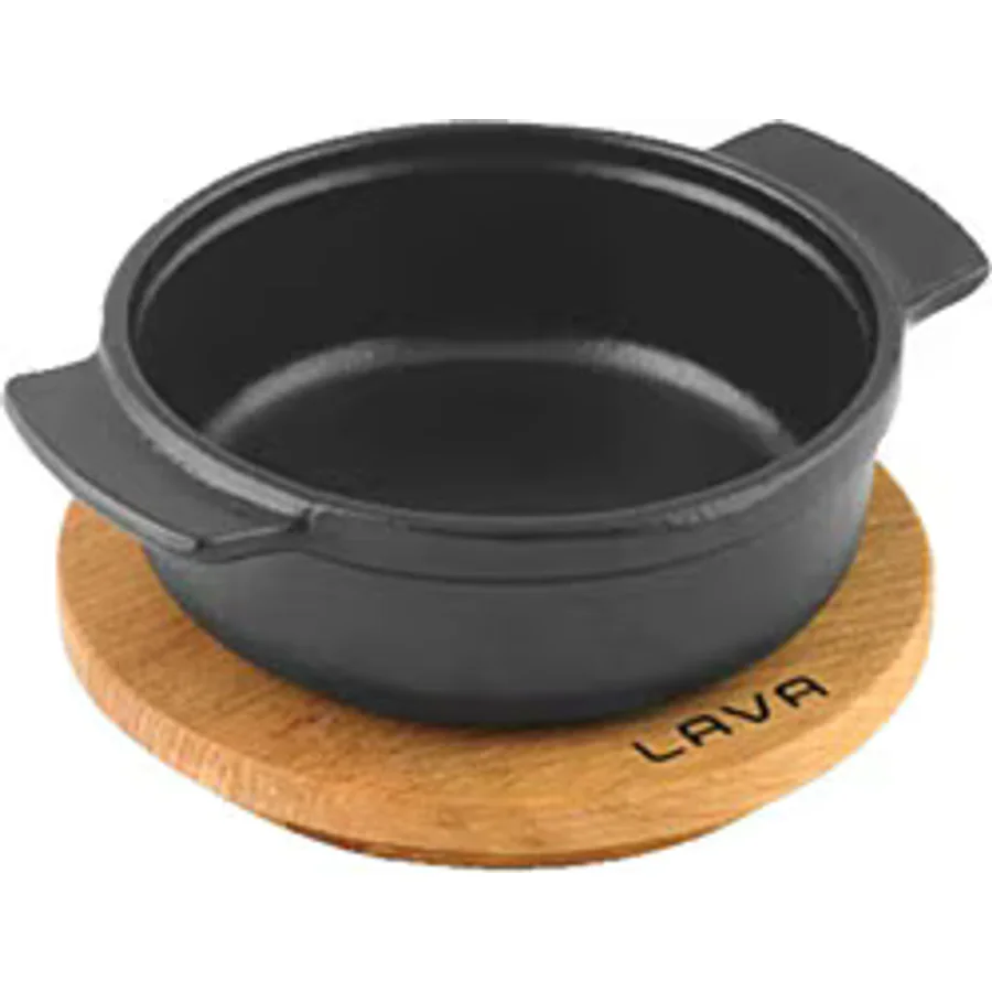 Lava Ahşap Altlıklı 11 cm Döküm Güveç Kabı