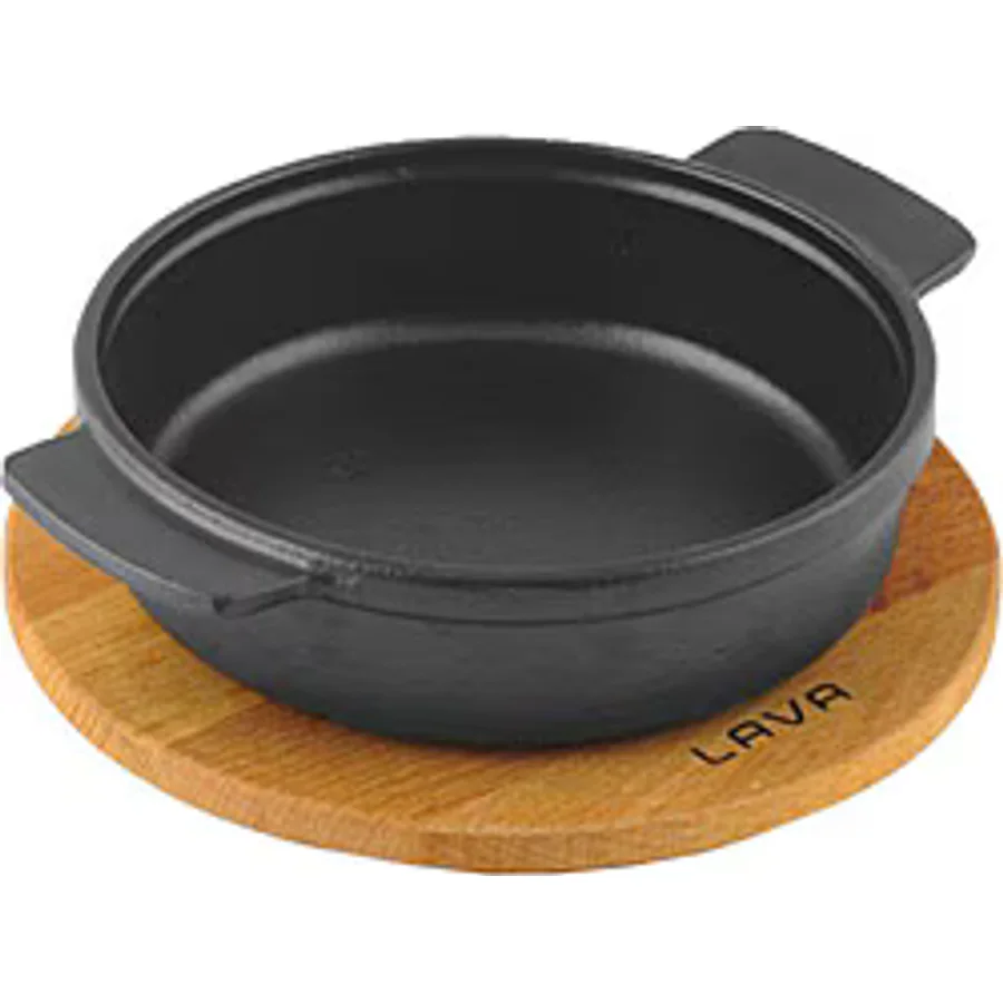 Lava Ahşap Altlıklı 14 cm Döküm Güveç Kabı