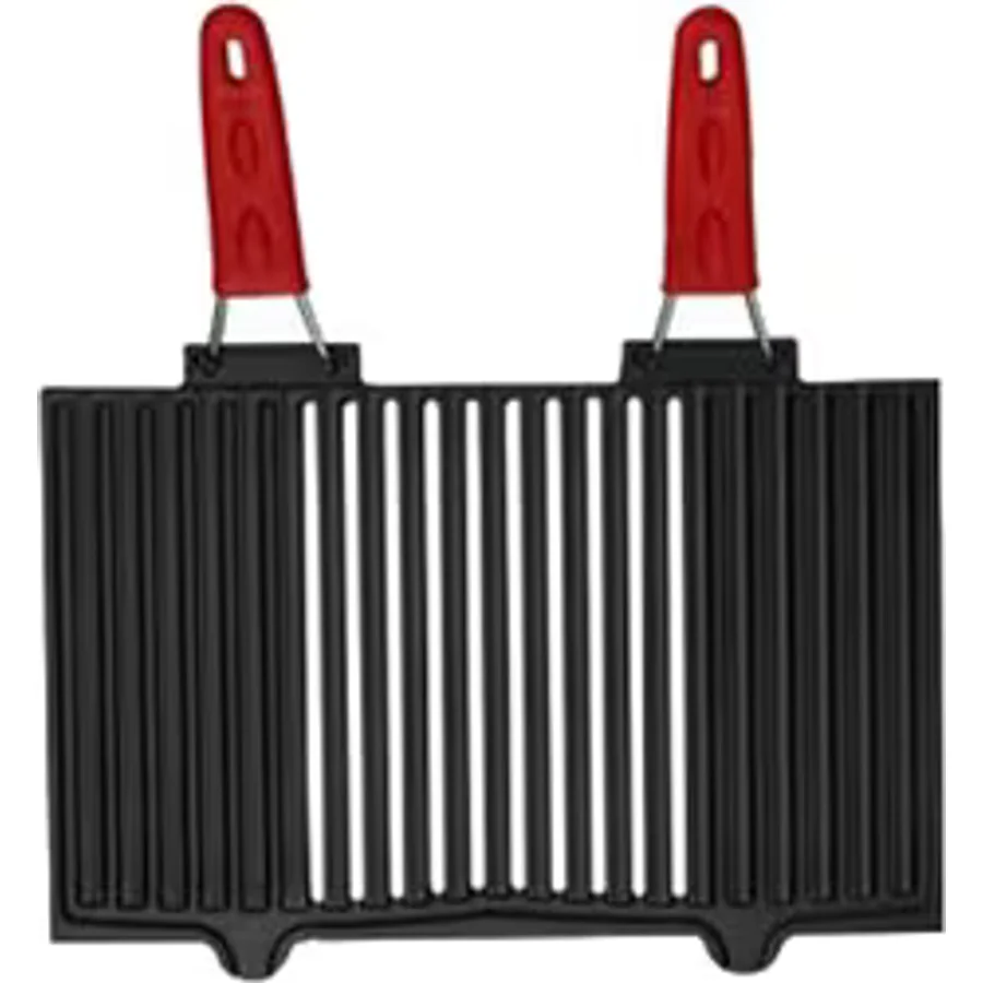 Lava Kırmızı Silikon Kulplu 40x25 cm Döküm Mangal Izgarası