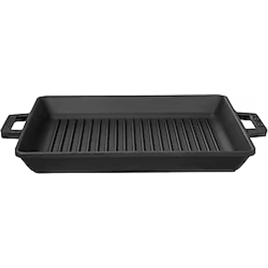 Lava Yekpare Çift Kulplu Dikdörtgen 26x32 cm Döküm Izgara Tava