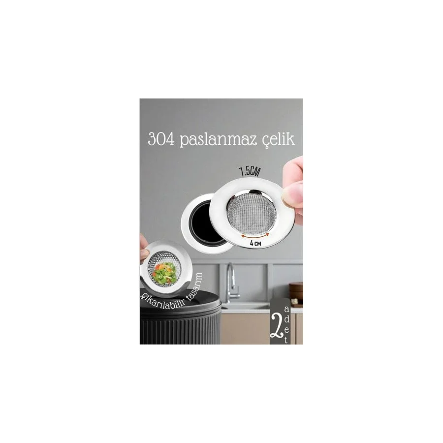 Lavabo Süzgeci - 7.5 cm Çap 2 Li Set Gider Sügeci Lavabo Süzgeci