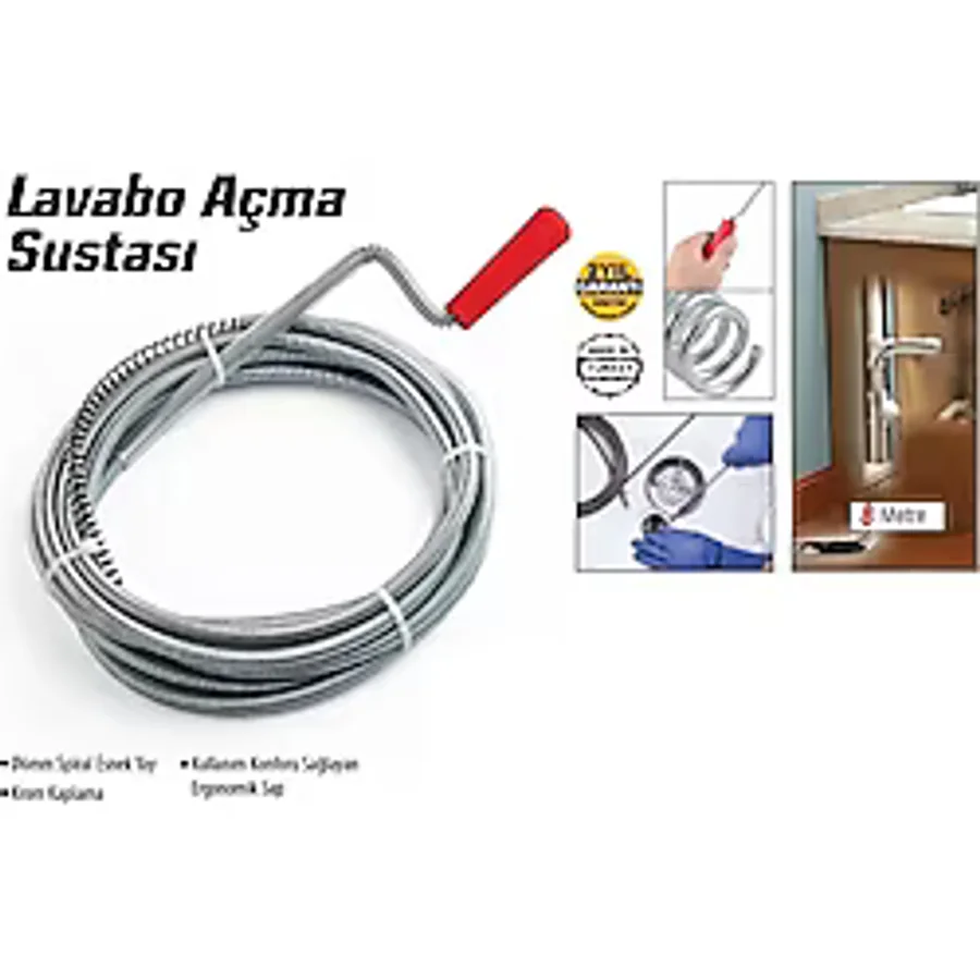 Lavabo Ve Gider Boruları Açacağı - Lavabo Açma Sustası - 8Metre-Findit