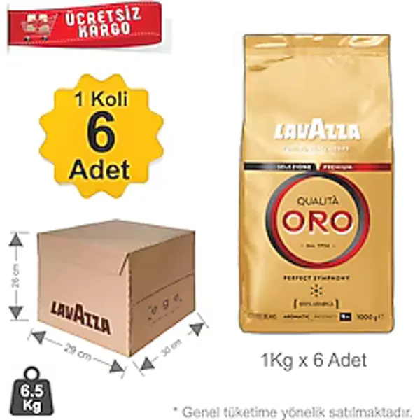 Lavazza Qualita Oro Çekirdek Kahve - 1 Koli 6 x 1 KG