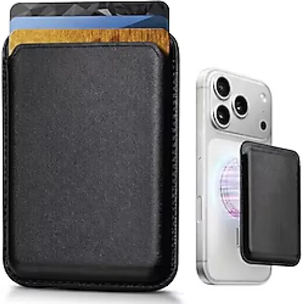 Lavderuar MagSafe Uyumlu Deri Kartlık Cüzdan - iPhone 17/16/15/14/13/12 Serisi Pro Max, Plus ve Pro için Güçlü Manyetik Telefon Arkası Kart Tutucu (Siyah, Klasik)