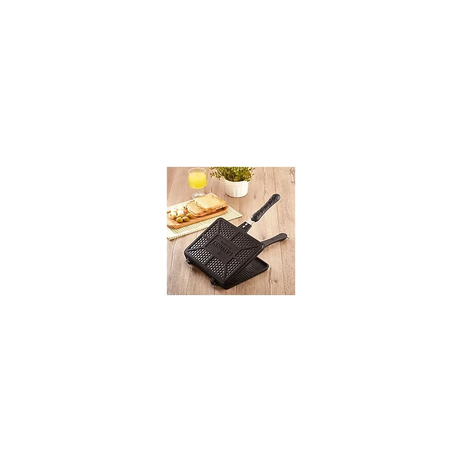 Lavonni Ocakchef Döküm Ocak Üstü El Tost Makinesi 26x20 Cm Maxi Boy Çıtır Tost Tavası - Siyah