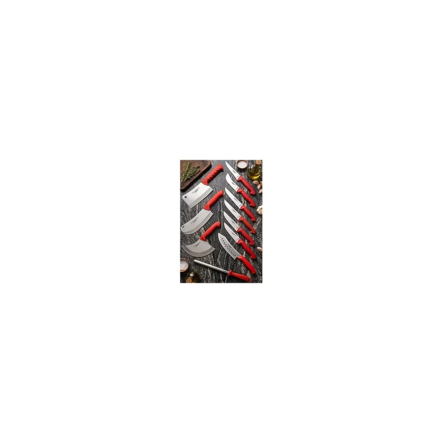 LAZBİSA Silver Pro Serisi Mutfak Bıçak Seti 11 Parça Et Ekmek Sebze Börek Şef Bıçağı Masatı Satırı (MFP-784)
