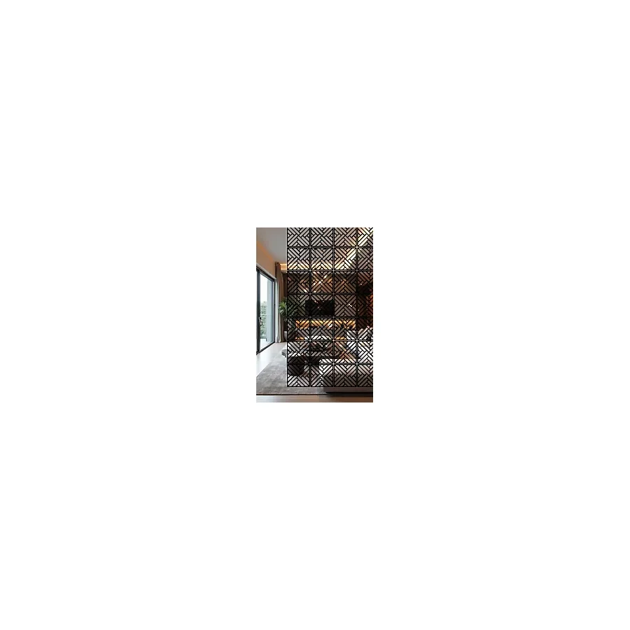 Lazer Kesim Sarkıt Paravan, Ahşap Separatör, Oda Bölücü 4'lü Panel Levha Kilit Model - 34 x 34 Cm - Ahşap - Siyah