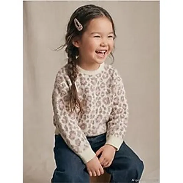LC Waikiki Kız Çocuk Kazağı, Pembe Leopar Desenli, 5-6 Yaş