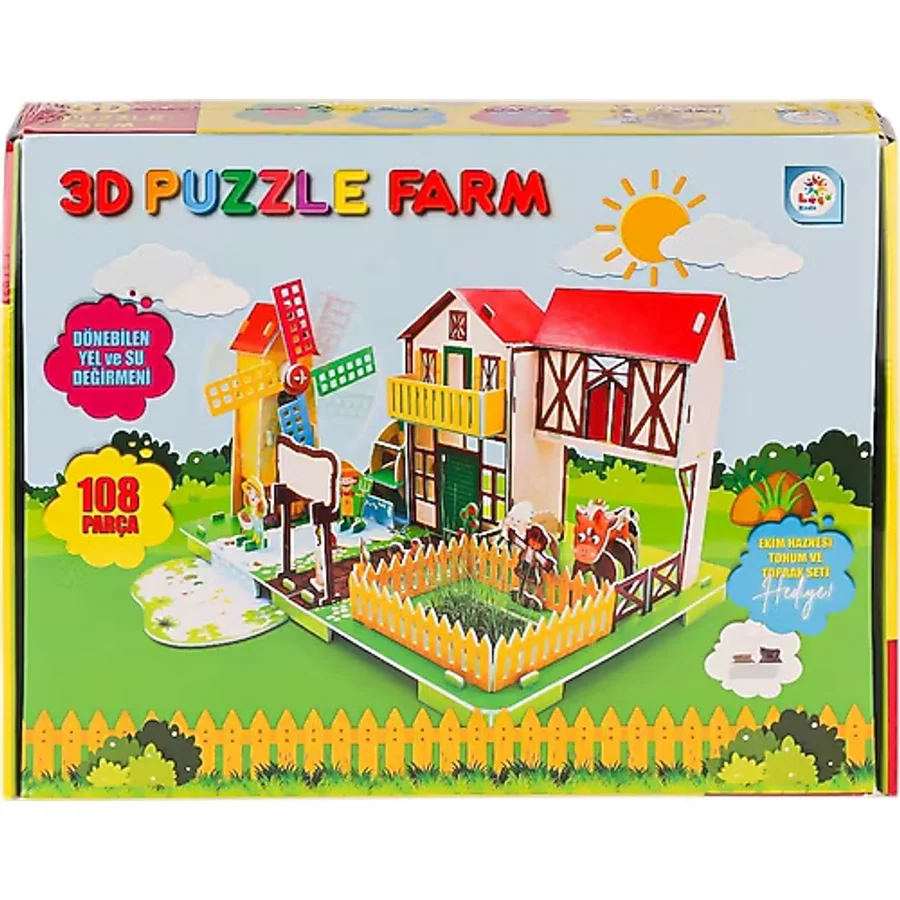 Lc0115 3D Boyutlu Çiftlik Puzzle -Laçokids