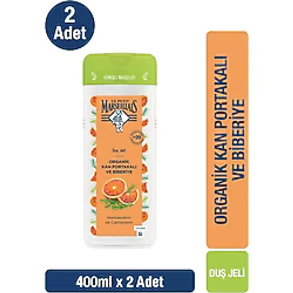Le Petit Marseillais Organik Kan Portakalı ve Biberiye Özlü 400 ml 2 Adet Duş Jeli