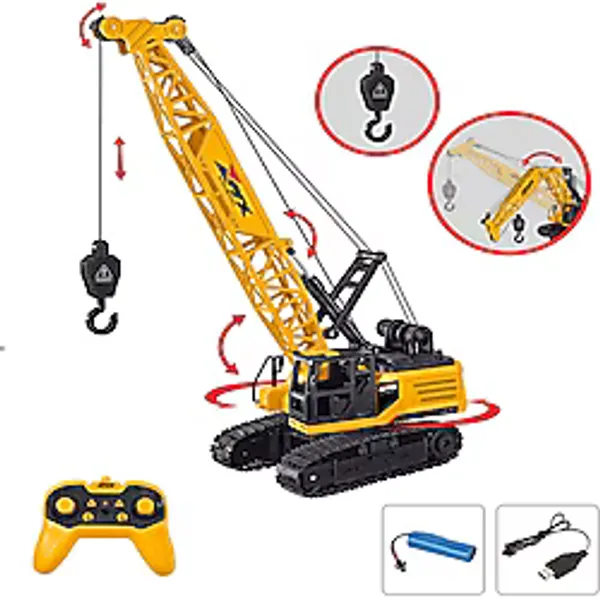Learning Fun 2.4ghz RC Vinç Metal Alaşım 8ch Uzaktan Kumandalı Oyuncak Vinç - Sarı