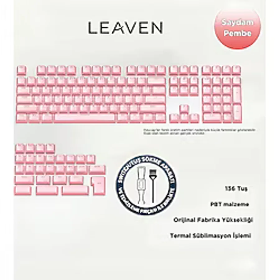 Leaven MEKANİK KLAVYE CRYSTAL JELLY KEYCAPS -136 TUŞLU KRİSTAL Jelly YARI SAYDAM OEM PROFİL PEMBE TUŞ TAKIMI