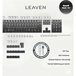 Leaven Mekanik Klavye -Pbt Çift Baskı Keycap Seti- Çizgi Desenli 137 Tuşlu Siyah - Gri Tuş Takımı