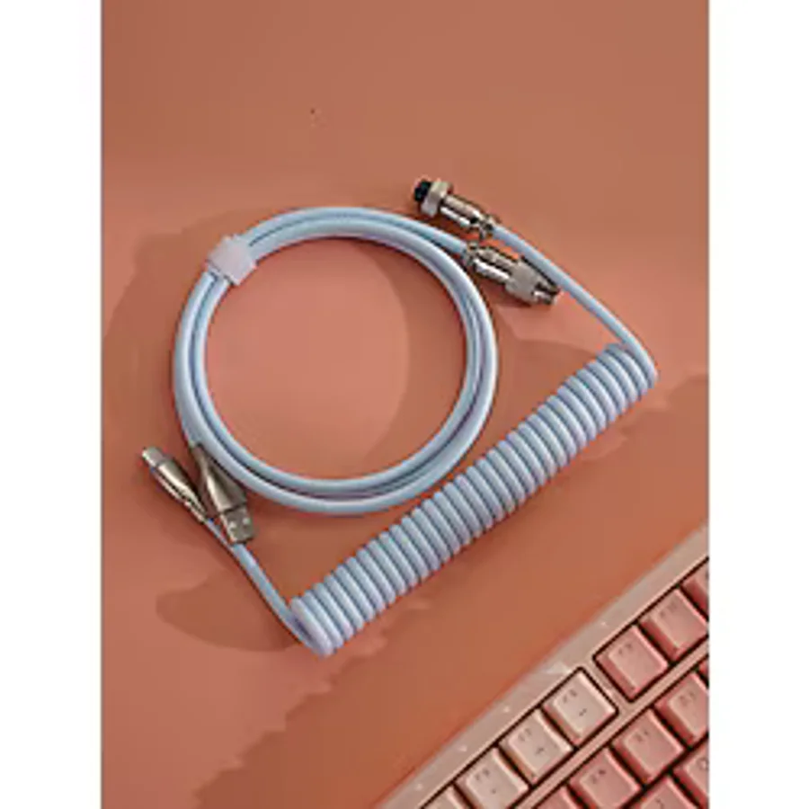 Leaven Mekanik Klavyeler İle Uyumlu Coiled Cable- Örgülü Sarmal Type-C Klavye Kablosu