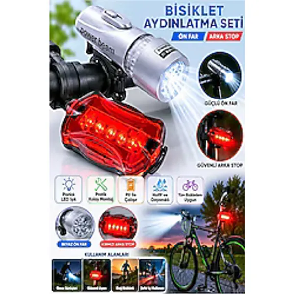 Led Işıklı Bisiklet Ön Ve Arka Aydınlatma Işığı 1 Paket K-4414 Bisiklet Ön Far Ve Arka Stop Lambası Kırmızı