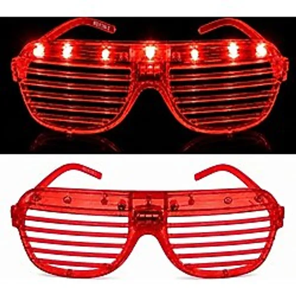 Led Işıklı Panjur Parti Gözlüğü Kırmızı Renk Shutter Gözlük