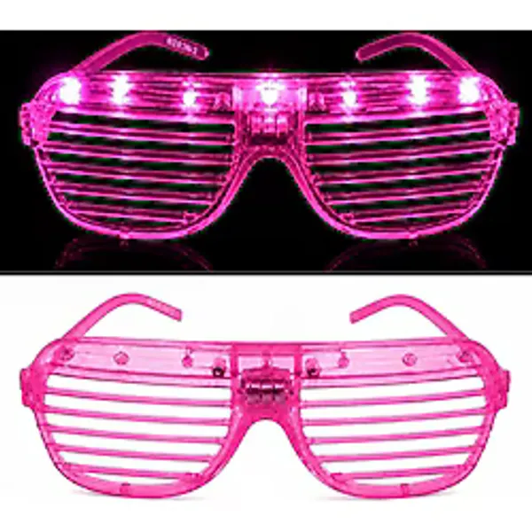 Led Işıklı Panjur Parti Gözlüğü Pembe Renk Gözlük