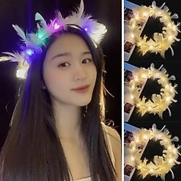 Led Işıklı RGB 3 Fonksiyonlu Otrişli Parti Tacı Renkli