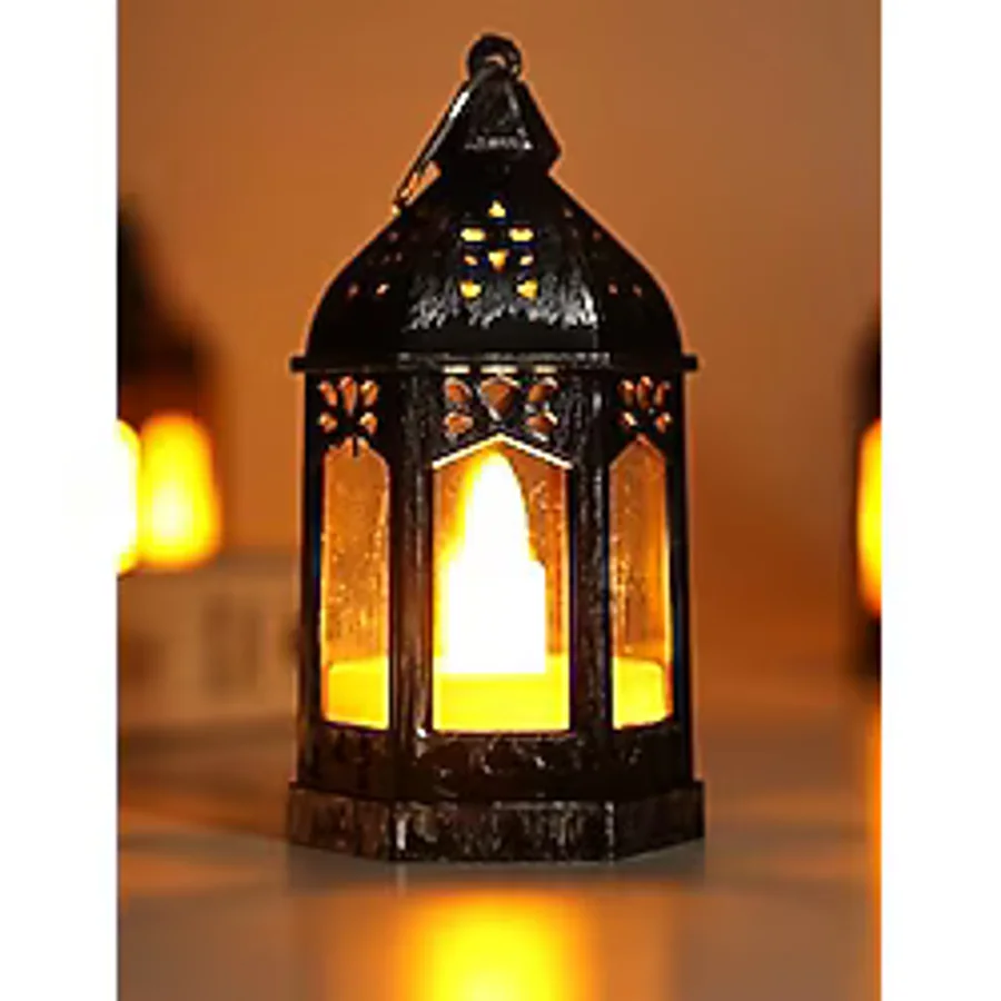 Led Mum Retro Sokak Lambası Tip Dumansız Pilli Alevli Dekoratif Yapay Mum Işıldak Gümüş 1036-5 Gümüş