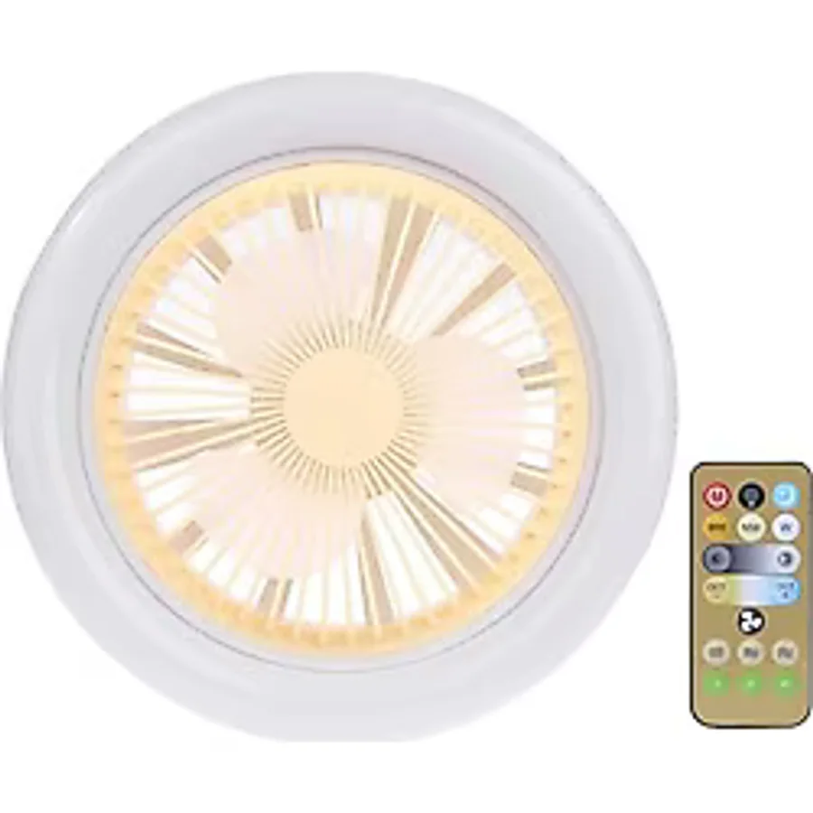 Ledli Lambalı Tavan Vantilatörü, 30 Watt, Uzaktan Kumandalı, 3 Kanat, E27, Aromaterapi Fan Işığı