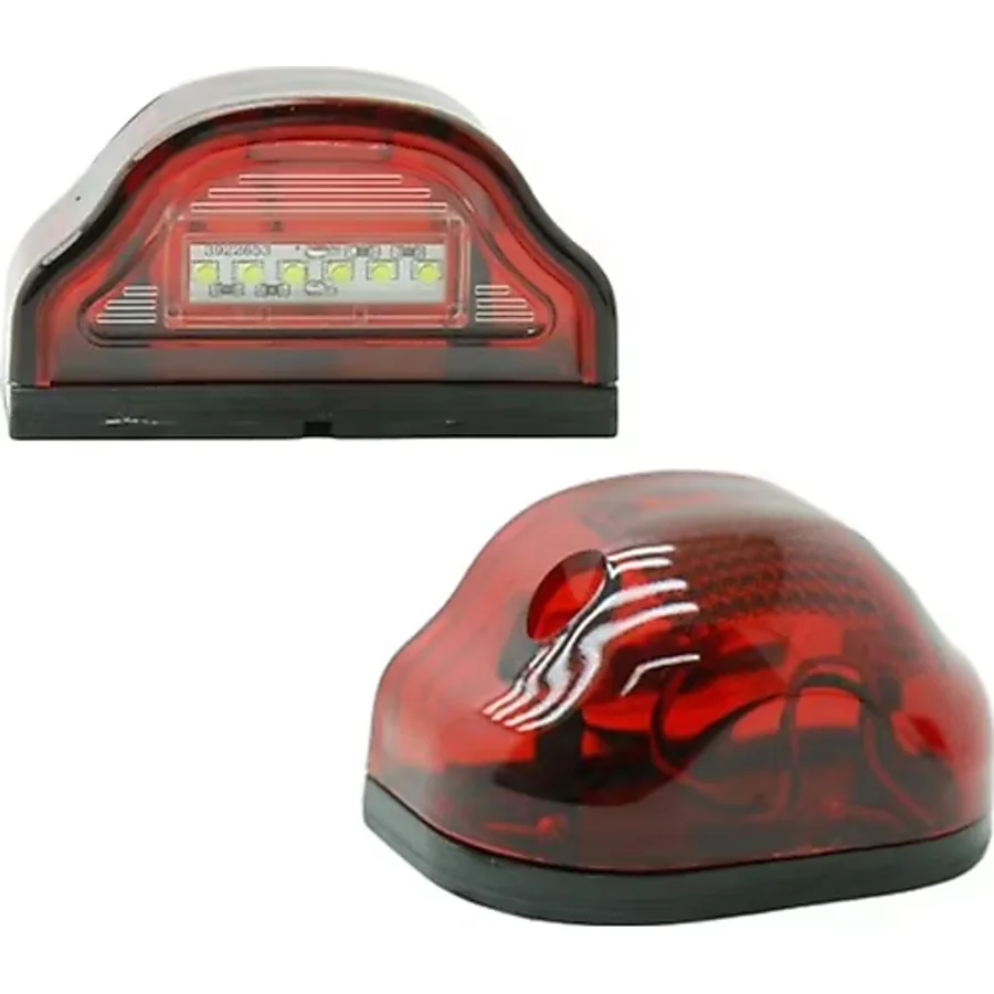 Ledli Plaka Lambası Kırmızı Cobra Tip ( 2 Adet) 12-24v