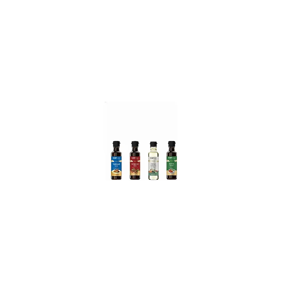 Lee Kum Kee Chefline Asia 4lü Uzakdoğu Sos Seti - Soya Sosu 150ML -Istiridye Sos 150ML -Teriyaki Sos 150ML - Pirinç Sirkesi 150ML - 600 ml