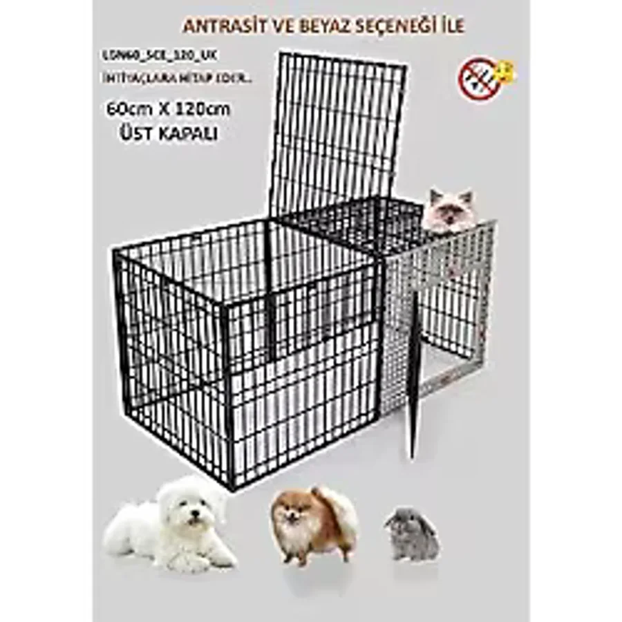 Leganest 60cm X 120cm Yükseklik 60cm Üstü Kapalı Köpek Kafesi, Kedi, Tavşan, Çit, Kafes Antrasit