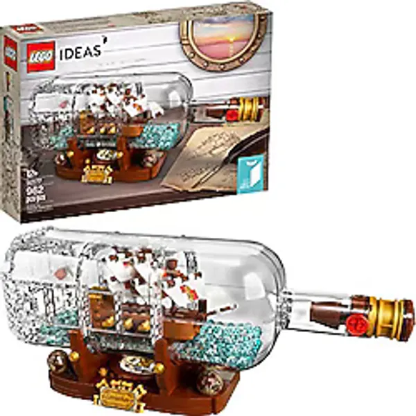 LEGO Ideas Ship in a Bottle 92177 Expert Building Kit, Snap Together Model Gemi, Koleksiyon Sergi Seti ve Yetişkinler için Oyuncak (962 Adet), Çok Renkli