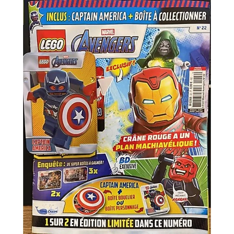 Lego Marvel Avengers Aylık Dergi- Captan America Metal Kutu - Fransızca