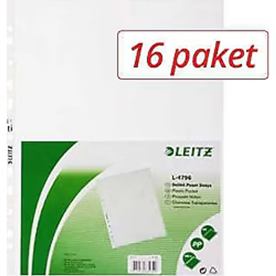Leitz 16 Paket Leitz A4 Poşet Dosya 100lü 4796
