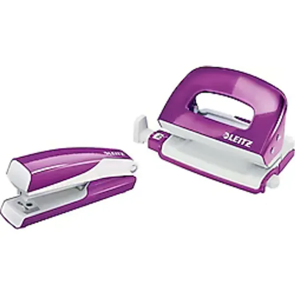 Leitz 5561 Wow Mini Metalik Mor Zımba Delgeç Seti