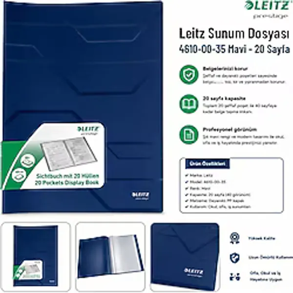 Leitz Sunum Dosyası 4610-00-35 Mavi 20 Sayfa