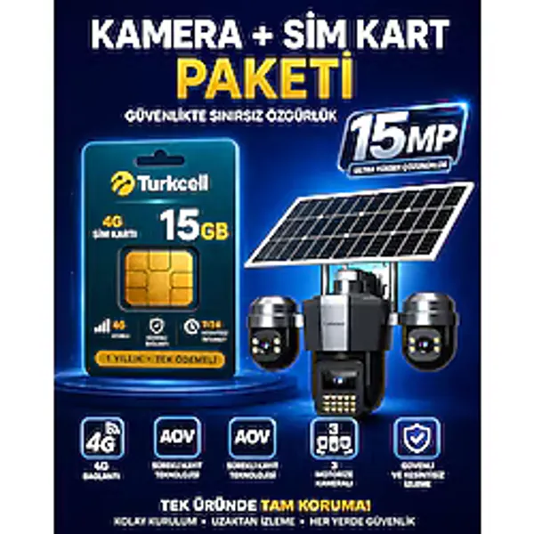 LENOVO 1 Yıllık 15gb Hat Dahil 3 Motorize Kameralı 4G Sim Kartlı Solar Panelli Akıllı Gece Görüşlü AOV Sürekli Kayıt Yapan Güvenlik Kamerası