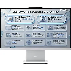 Lenovo IdeaCentre 3 27ARR9 Amd Ryzen 7 7735HS 8GB 512GB SSD 27'' FHD Freedos All In One PC F0HQ00ADTR 001