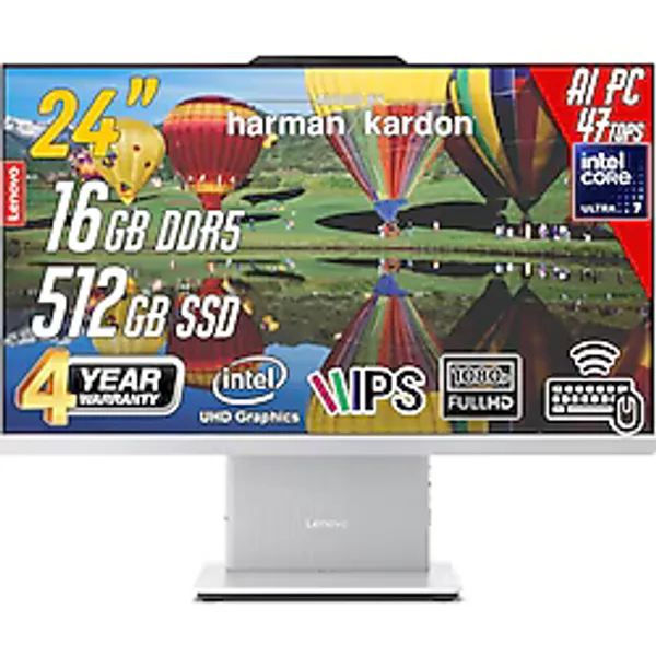 Lenovo IdeaCentre F0JY001ATR Ultra 7 256V 16 GB 512 GB SSD 24" Free Dos AIO Masaüstü Bilgisayar